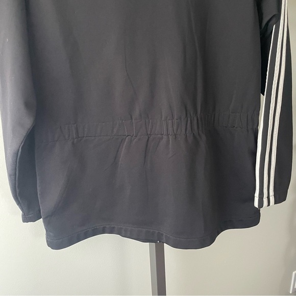 90s Vintage Adidas Track Jacket Cuff Zippers Black 3 White Stripes Womens Medium - Picture 4 of 12
